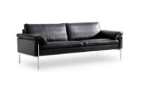 Billede af Skipper Capri 2,5 pers. sofa L: 170cm Armlæn A - Stål/Sort Læder