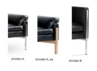 Billede af Skipper Capri 3 pers. sofa L: 202cm Armlæn B - Stål/Sort Læder