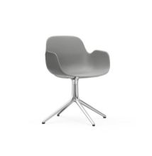 Billede af Normann Copenhagen Form Drejestol m. armlæn SH: 44cm - Grå/Aluminium