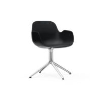 Billede af Normann Copenhagen Form Drejestol m. armlæn SH: 44cm - Sort/Aluminium