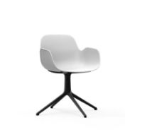 Billede af Normann Copenhagen Form Drejestol m. armlæn SH: 44cm - Hvid/Sort Aluminium