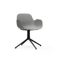 Billede af Normann Copenhagen Form Drejestol m. armlæn SH: 44 cm - Grå/Sort Aluminium