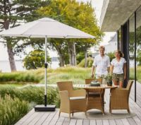 Billede af Cane-line Outdoor Sunshade Parasol m/Krank Ø: 300 cm - Dusty White/Mat Anodiseret  Aluminium