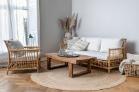 Billede af Sika-Design Caroline Loungestol SH: 42 cm - Alurattan Natural/Hvid Hynde m. Quick Dry Foam 