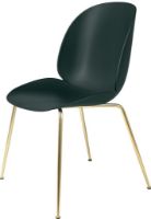 Billede af GUBI Beetle Dining Chair Conic Base 4 stk - Brass Semi Matt Base/Dark Green Shell