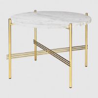 Billede af GUBI TS Coffee Table Ø:55 cm brass base - Marble White top