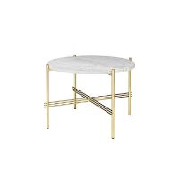 Billede af GUBI TS Coffee Table Ø:55 cm brass base - Marble White top
