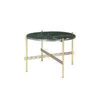 Billede af GUBI TS Coffee Table Ø:55 cm brass base - Marble Green top