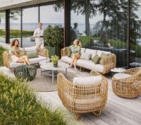 Billede af Cane-line Outdoor Nest 3 Pers. Sofa OUTDOOR L: 226 cm - Natural/Light Grey