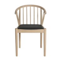 Billede af Haslev Lindeberg Stol SH 45 cm - Sort Læder / Ubehandlet Eg