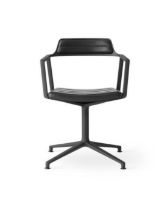 Billede af Vipp 452 Swivel Stol m. Gliders - Black Aluminium/Black leather