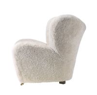 Billede af Audo Copenhagen Den Trætte Mand Lænestol SH: 38 cm - Lammeskind Moonlight/Smoked Oak