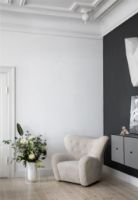 Billede af Audo Copenhagen Den Trætte Mand Lænestol SH: 38 cm - Lammeskind Moonlight/Smoked Oak