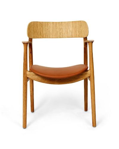 Bent Hansen Asger Stol M. Polstring H: 80 cm - Eg, Olieret  / Schwarz Ranchero læder