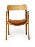 Billede af Bent Hansen Asger Stol M. Polstring H: 80 cm - Eg, Olieret / Zenso2 231 Dark Brown Læder