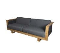 Billede af Cane-line Outdoor Angle 3 Pers. Havesofa m. Hynder L: 220 cm - Teak/Grey 