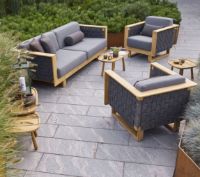Billede af Cane-line Outdoor Angle 3 Pers. Havesofa m. Hynder L: 220 cm - Teak/Grey 