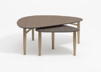 Billede af Thomsen Furniture Katrine Sofabord Trekant Lille 42x67x45 cm - Stenlook Gråbrun/Natur Eg