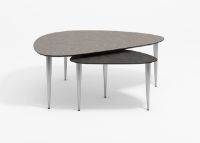 Billede af Thomsen Furniture Katrine Sofabord Trekant Lille 42x67x45 cm - Stenlook Granitgrå/Børstet Stål