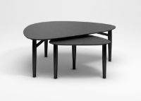 Billede af Thomsen Furniture Katrine Sofabord Trekant Stor 89x126x50 cm - Stenlook Mørkgrå/Sort Eg