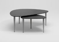 Billede af Thomsen Furniture Katrine Sofabord Trekant Stor 89x126x50 cm - Stenlook Mørkgrå/Børstet Stål