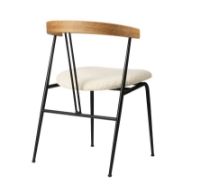 Billede af GUBI Violin Dining Chair Upholstered Seat Bouclé SH: 45 cm - Oiled Oak / 001 