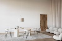 Billede af GUBI Violin Dining Chair Upholstered Bouclé SH: 45 cm - Black Matt / 001 