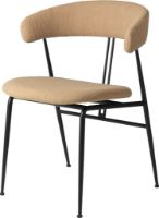Billede af GUBI Violin Dining Chair Fully Upholstered New Wool SH: 45 cm - Black Matt / Beige 