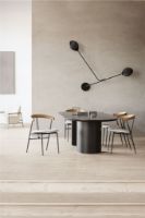 Billede af GUBI Violin Dining Chair Upholstered Seat New Wool SH: 45 cm - Oiled Oak / Grey 