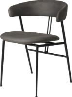Billede af GUBI Violin Dining Chair Fully Upholstered Dunes Leather SH: 45 cm - Black Matt / Grey 