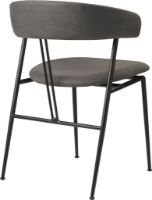 Billede af GUBI Violin Dining Chair Fully Upholstered Dunes Leather SH: 45 cm - Black Matt / Grey 