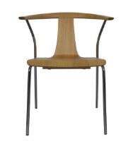 Billede af Farstrup 2500 Stag-S Spisebordstol SH: 45 cm - Natur Eg / Chrome Stål