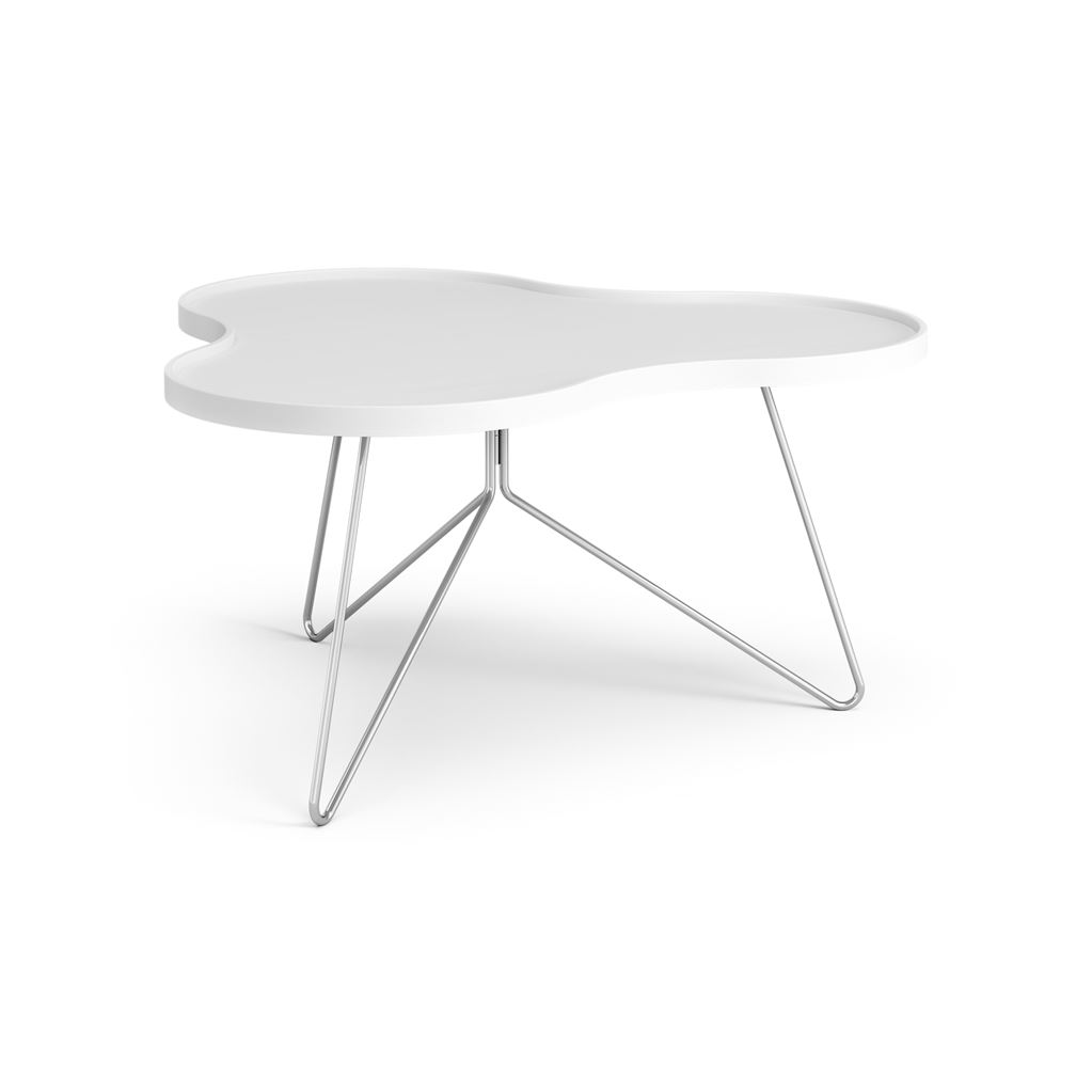 Billede af Swedese Flower Mono Sofabord 90x84x45 cm - Hvidlakeret Ask/Krom 