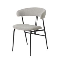 Billede af GUBI Violin Dining Chair Fully Upholstered Bouclé SH: 45 cm - Black Matt / 004