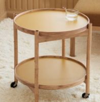 Billede af Brdr. Krüger Bølling Bakkebord m. 2 bakker Ø: 50 cm - Ubehandlet Bøg/Gul og Creme