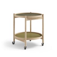 Billede af Brdr. Krüger Bølling Bakkebord m. 2 bakker Ø: 50 cm - Ubehandlet Eg/Grøn og Mørkegrøn