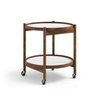 Billede af Brdr. Krüger Bølling Bakkebord m. 2 bakker Ø: 50 cm - Olieret Valnød/Sort og Hvid