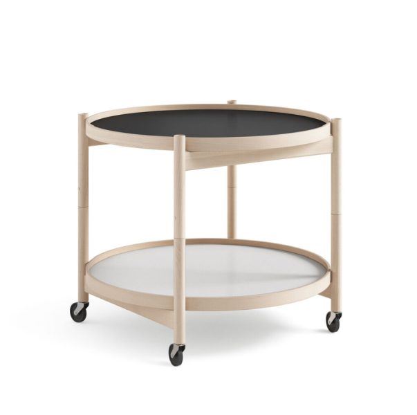 Billede af Brdr. Krüger Bølling Bakkebord m. 2 bakker Ø: 60 cm - Ubehandlet Bøg/Sort og Hvid