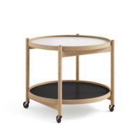 Billede af Brdr. Krüger Bølling Bakkebord m. 2 bakker Ø: 60 cm - Olieret Eg/Sort og Hvid