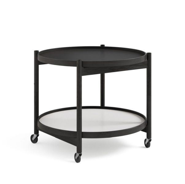 Billede af Brdr. Krüger Bølling Bakkebord m. 2 bakker Ø: 60 cm - Sortmalet Eg/Sort og Hvid