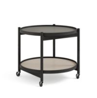 Billede af Brdr. Krüger Bølling Bakkebord m. 2 bakker Ø: 60 cm - Sortmalet Eg/Lysegrå og Grå