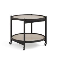 Billede af Brdr. Krüger Bølling Bakkebord m. 2 bakker Ø: 60 cm - Sortmalet Eg/Lysegrå og Grå