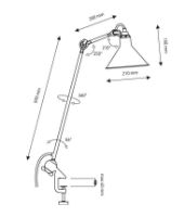 Billede af DCW Editions Lampe Gras N201 Bordlampe m. Klemme Konisk H: 59cm - Sort/Krom