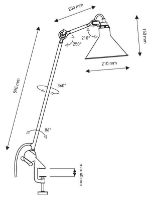 Billede af DCW Editions Lampe Gras N201 Bordlampe m. klemme Konisk H: 59cm - Sort/Gul