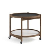 Billede af Brdr. Krüger Bølling Bakkebord m. 2 bakker Ø: 60 cm - Røget Eg Olieret/Sort og Hvid