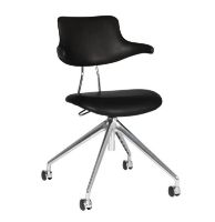 Billede af Vermund VL119 Kontorstol SH: 46 cm - Sort Savanne Læder / Krom Stel