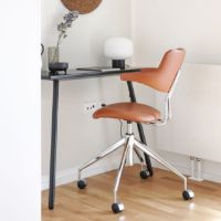 Billede af Vermund VL119 Kontorstol SH: 46 cm - Savanne Cognac Læder / Krom Stel