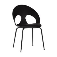 Billede af Vermund VL1100 Spisebordsstol SH: 46 cm - Sort Krom/Sortbejdset Eg/Sort Sierra Læder