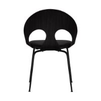 Billede af Vermund VL1100 Spisebordsstol SH: 46 cm - Sort Krom/Sortbejdset Eg/Sort Sierra Læder