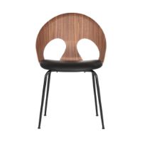 Billede af Vermund VL1100 Spisebordsstol SH: 46 cm - Sort Krom/Valnød/Sort Sierra Læder